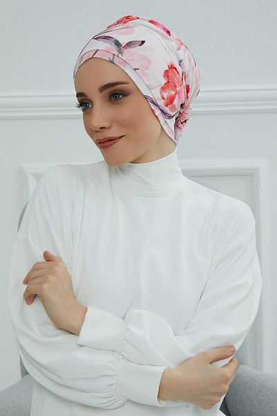 Aisha's Design بونيه قطن ممشط منقوش - موديل B-53yd