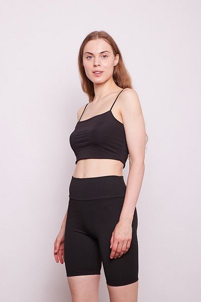 Jument Pantaloni scurți pentru motocicliști, cu talie înaltă, cu nervuri elastice, colanți sport-negri