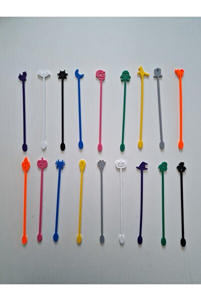 Butik هوبي كافيه 18 قطعة خلاط مشروبات الكوكتيل الملون بتصميم الهالوين (بلاستي...