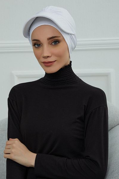 Aisha's Design Combed Cotton Bonnet - Visor Detailed, B-66