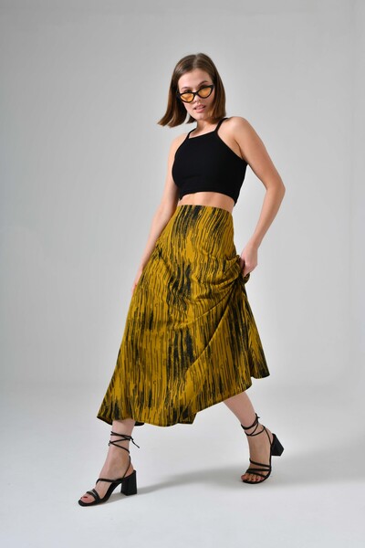 Saade Fustă țesută midi verde ulei