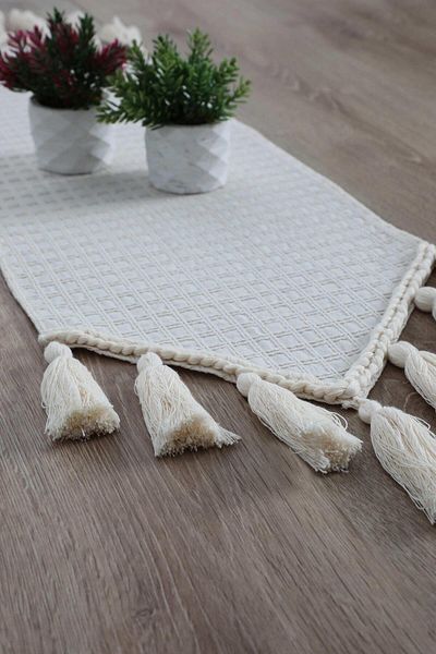 Aisha's Design عداء مزين بشراشيب مقاس 120 × 40 مم - موديل r-50o
