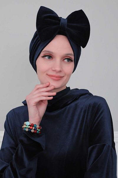 Aisha's Design Velvet Bonnet - Giant Bow, B-11K Model