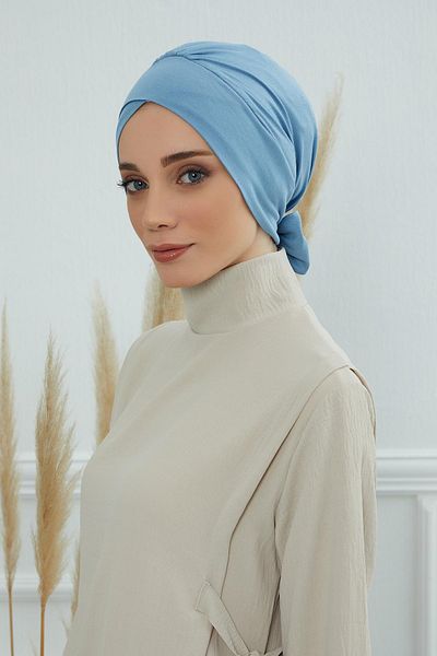 Aisha's Design غطاء رأس من القطن الممشط بحزام - موديل B-31