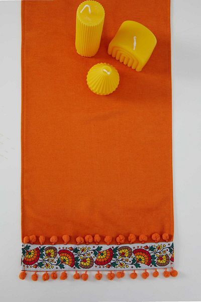 Aisha's Design 120x40 Runner with Flower Motif and Pompom - R-64O