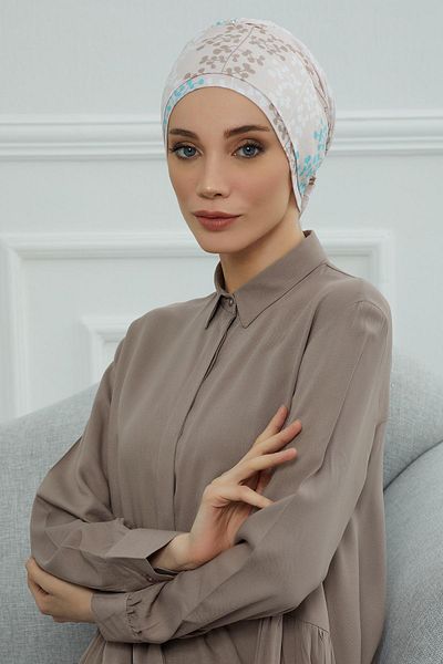 Aisha's Design بونيه قطن ممشط منقوش - موديل B-53yd