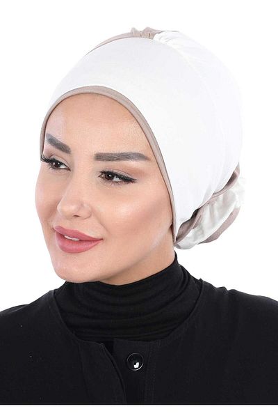 Aisha's Design بونيه وردي ملون - تصميم مزدوج، ب-28