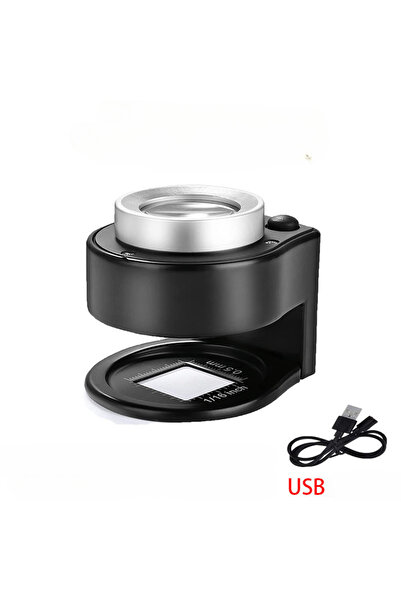 Choice عدسة مكبرة بصرية سوداء مزدوجة الطبقات 60X، مزودة بضوء فوق بنفسجي 395 نانومتر، عدسة مكبرة يدوية للقراءة