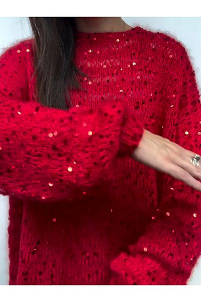 göçer 100% Cotton 3mm 6mm Large Sequin Red Visual 200 Gr