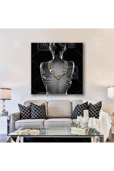 SML TABLO Model Bijutier Decorare Pătrat Canvas Print cu Accesorii Aurii