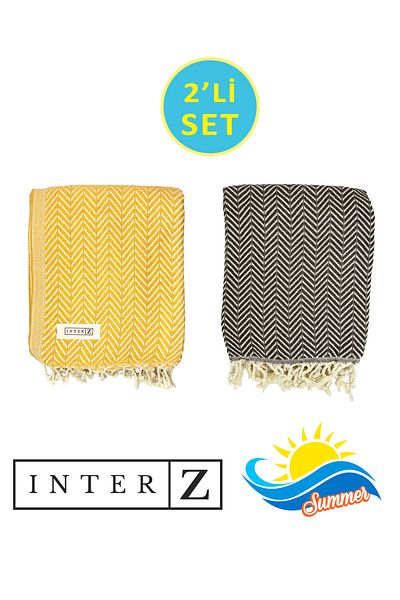 INTER Z Set of 2 100% Cotton XXL 90X170Cm Beach Towels - Marmaris