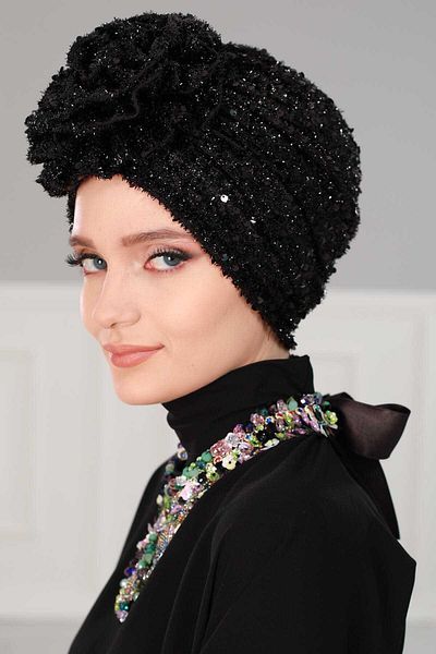 Aisha's Design Rose Combed Beard Sequin Bonnet,B-21Sk