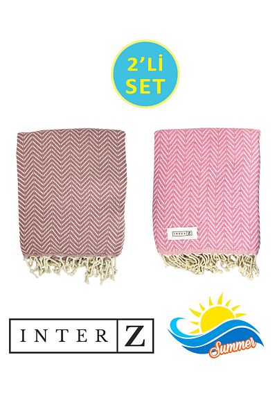 INTER Z Σετ 2 100% βαμβάκι XXL 90x170cm Πετσέτες θαλάσσης - Marmaris