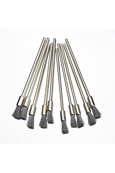 Choice 10Pc Stainless Steel Wire End Brush Pen Shape Bristle Scratch Brushes Extension Rod 1/8" Shank Fo...