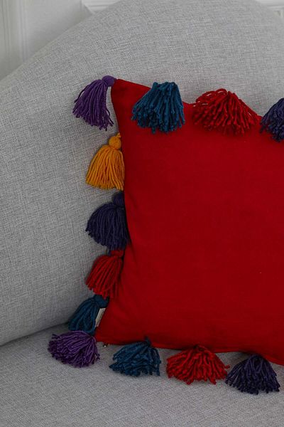 Aisha's Design Colorful Tasseled Throw Pillow Cover - K-280