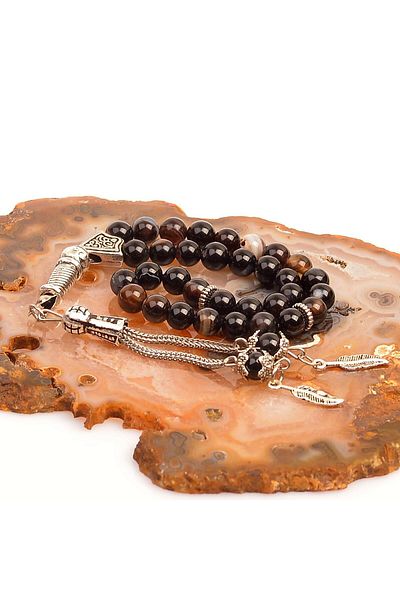 Taş Sandığı Black Agate Stone Rosary - 6 mm