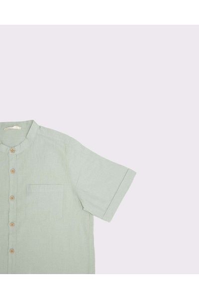 rg kidsstore Young Linen Mandarin Collar Shirt
