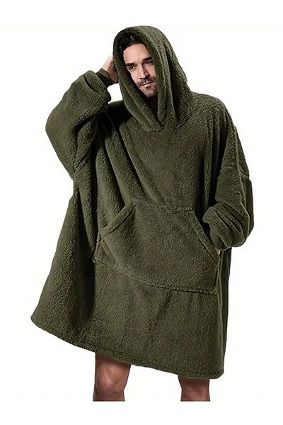Mulberry Wellsoft Hooded Wearable TV Blanket Unisex Over Size - Khaki