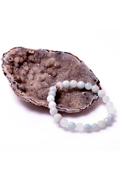 Taş Sandığı Aquamarine Stone Bracelet (8 Mm) - Facet Cut