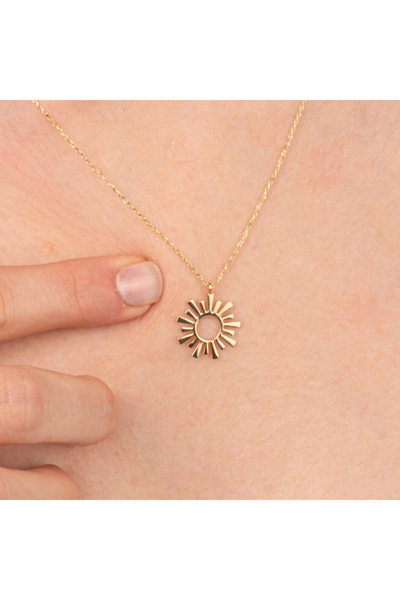 FasekGold Gümüş Kolye - Güneş 925 Ayar Gümüş Kolye