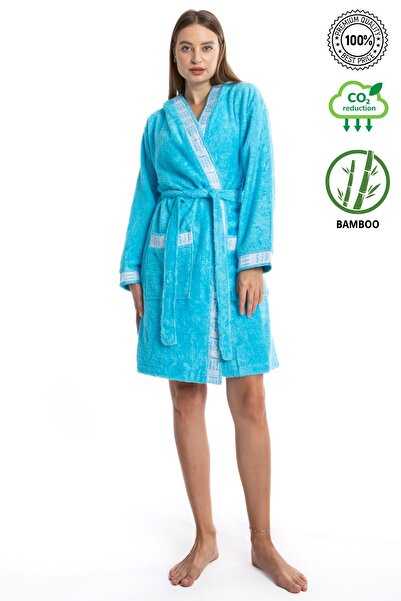 Beyzateks Tekstil Бамбуковий розкішний жіночий антибактеріальний халат з капю...
