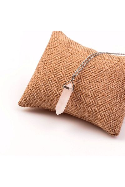 Taş Sandığı Pink Quartz Stone Pen Necklace