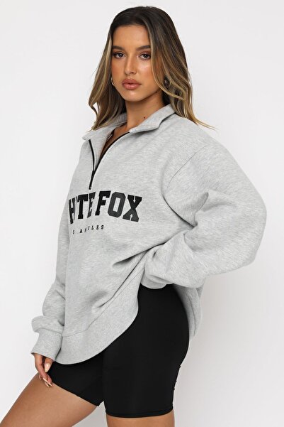 Madmext Mikina Karmelange na zip s detailním potiskem Mg1246