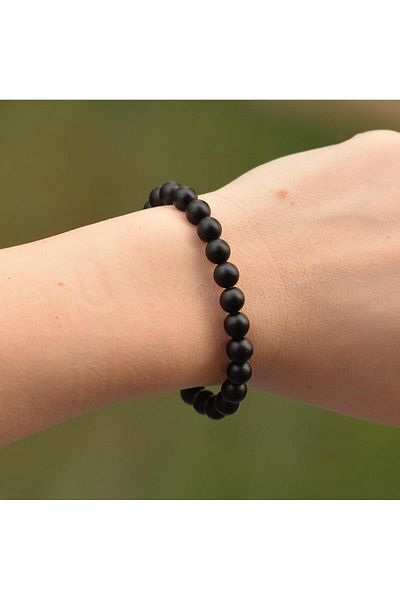 Taş Sandığı Matte Obsidian Stone Bracelet - 8 Mm