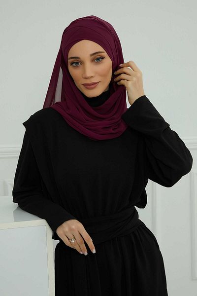 Aisha's Design شال شيفون كلاسيكي عملي بتصميم متقاطع - cps-15,cps-15