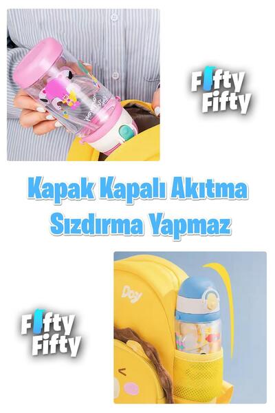 Vagonlife Tongues 520 ml Thick Tritan Water Bottle with Straw - with Carrying Strap - School Children's Bottle -Ffd2408