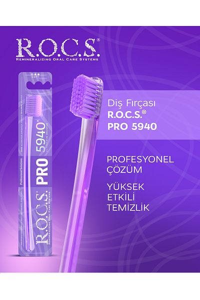 R.O.C.S. Rocs Pro 5940 Pieces Soft Toothbrush with Bristle - Purple