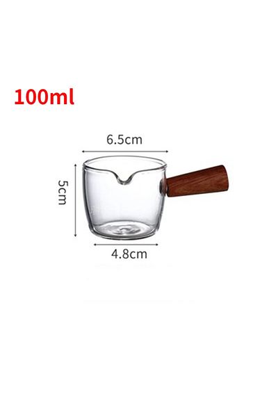 Choice 100ml 50/100ml Glass Measuring Cup Wooden Handle Espresso Cup Single Spout Milk Cup Coffee Supplies