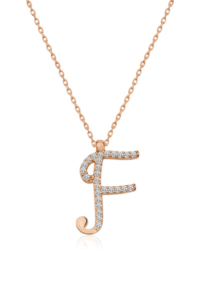Nereze 925 Ayar F Harfi Kolye Kadın Gümüş Kolye