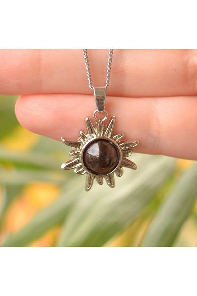 Taş Sandığı Lal Stone Sun Necklace - Dark Color