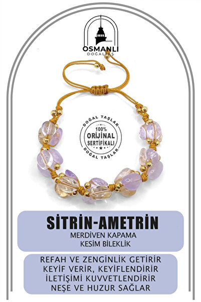 OSMANLI DEĞERLİ TAŞ Sitrin-Ametrin Doğal Taş Merdiven Kapama Naturel Kesim Bi...