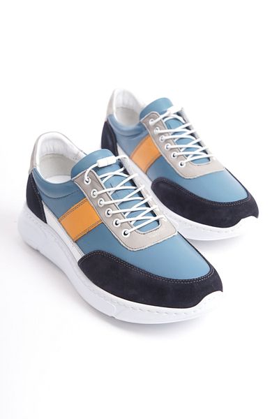 Mubiano Pantofi sport și pantofi sport din piele naturală pentru bărbați, albastru denim -mbknt-ktm