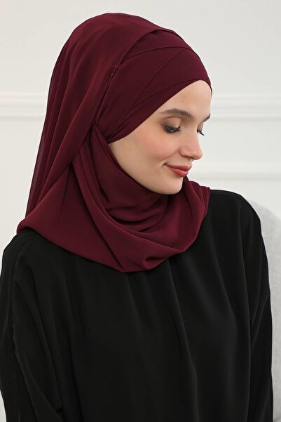 Aisha's Design Πρακτικό σάλι από σιφόν κλασικού σχεδιασμού, CPS-15, CPS-15, μπορντό