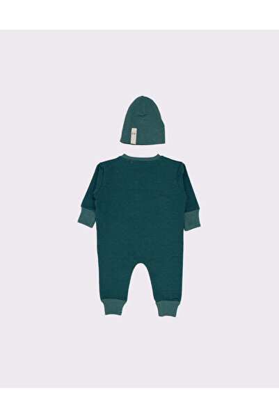 rg kidsstore Bebek Önü Kanguru Cepli ve Düğmeli Tulum-Bere 2'li Set