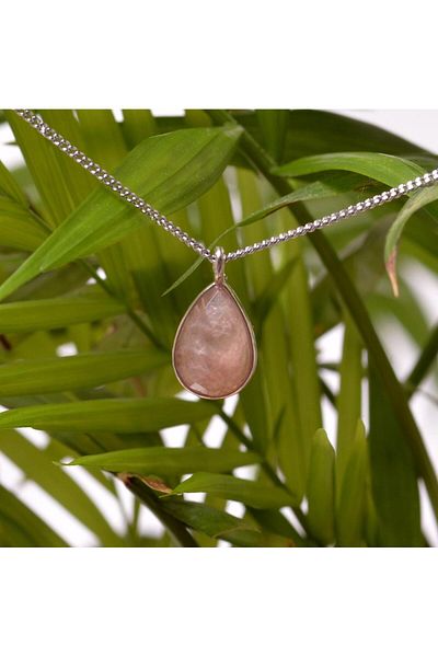 Taş Sandığı Strawberry Quartz Stone Drop Necklace - Small Size