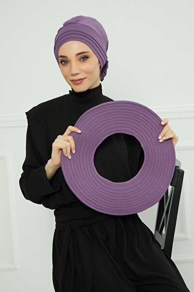 Aisha's Design Αποσπώμενο καπέλο από χτενισμένο βαμβάκι, S-2P, Μωβ