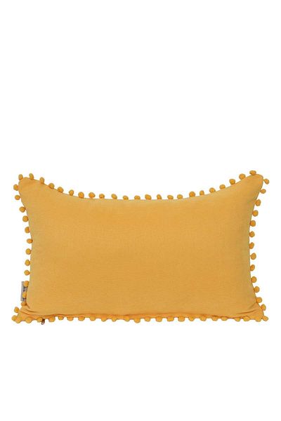 Aisha's Design Plain Rectangular Throw Pillow Cover with Pompom on the Edges,k-110