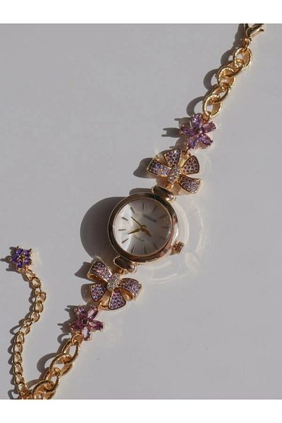 Reorah Collection Lilac Bow Glow Clock-Purple Ribbon Floral Clock