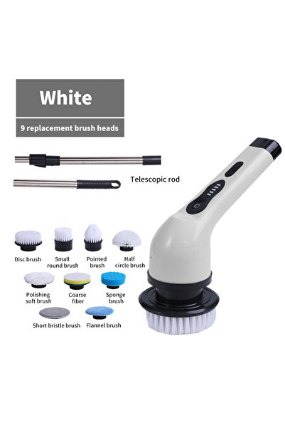 choice2 فرشاة تنظيف كهربائية لاسلكية متعددة الوظائف 9 في 1 باللون الأبيض، فرش...