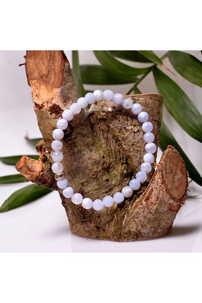 Taş Sandığı Blue Chalcedony Stone Bracelet - 6 mm