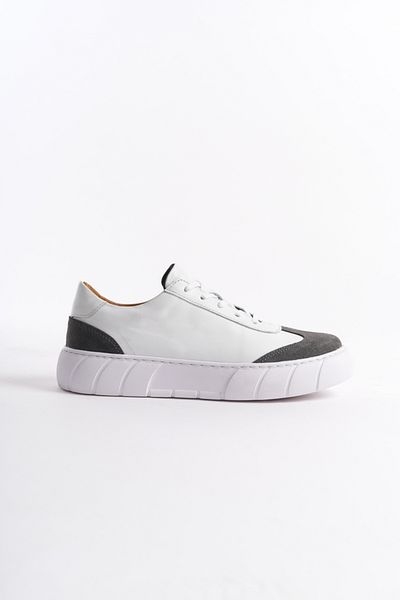 Mubiano Men's Genuine Leather Sports Shoes & Sneaker Gray/White -Mbkry506-Grb