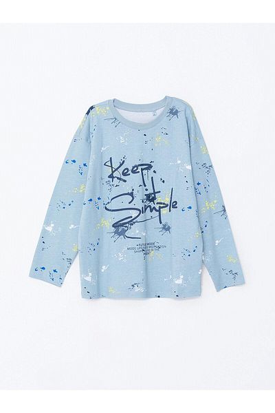 LC Waikiki Set de pijamale pentru băieți cu gât crew cu imprimeu