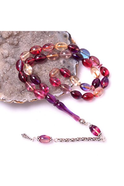 Taş Sandığı Пресовані бурштинові срібні намистини - Різні кольори