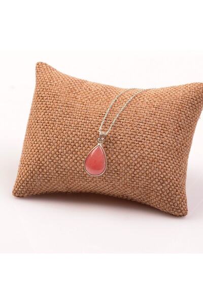Taş Sandığı Silver Necklace - Rhodochrosite Stone Detailed