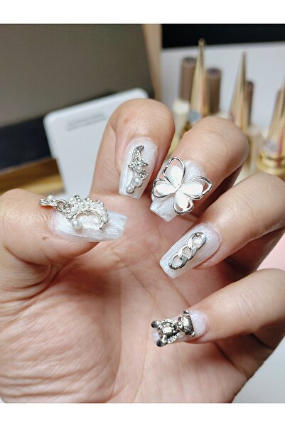 Easy Beauty Protez Tırnak 10 Adet El Yapımı Kısa Takma Tırnak Seti Yapıştırıc...