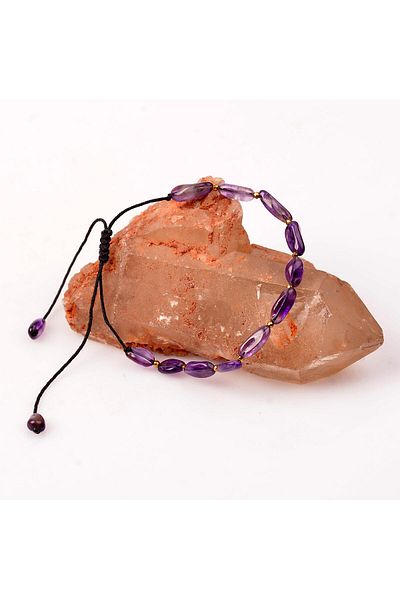 Taş Sandığı Amethyst Stone String Bracelet - Adjustable